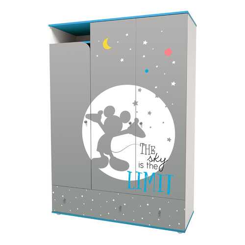 Детский шкаф трехсекционный Polini Disney baby Микки Маус с ящиками, белый-серый в Цвет Диванов
