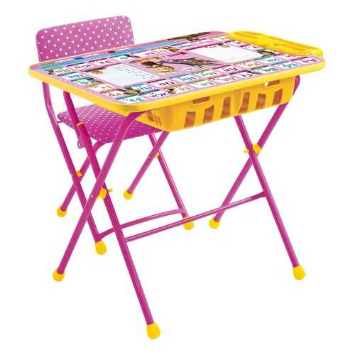 Комплект мебели Nika kids Азбука: Маша и Медведь стол 60х45 см с пеналом и стул розовый в Цвет Диванов