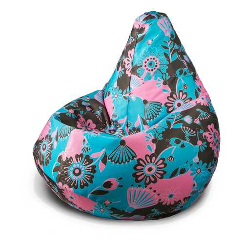 Кресло-мешок груша MyPuff, размер L-Компакт, Цветы бирюзовые в Цвет Диванов