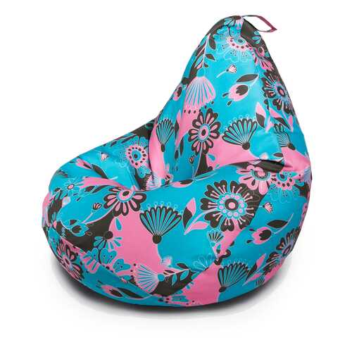 Кресло-мешок груша MyPuff, размер Стандарт, Цветы бирюзовые в Цвет Диванов