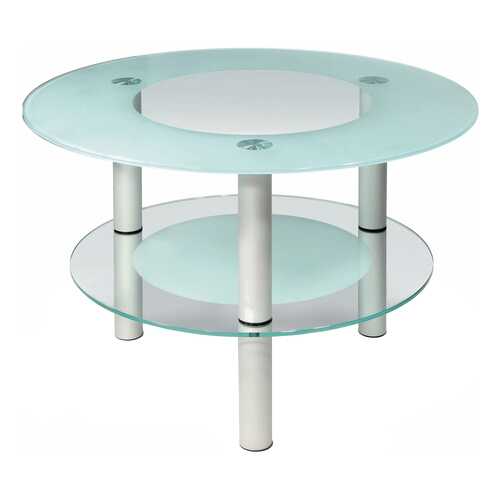 Журнальный столик Мебелик Кристалл 3 1879 75х75х50 см, алюминий/прозрачное в Цвет Диванов